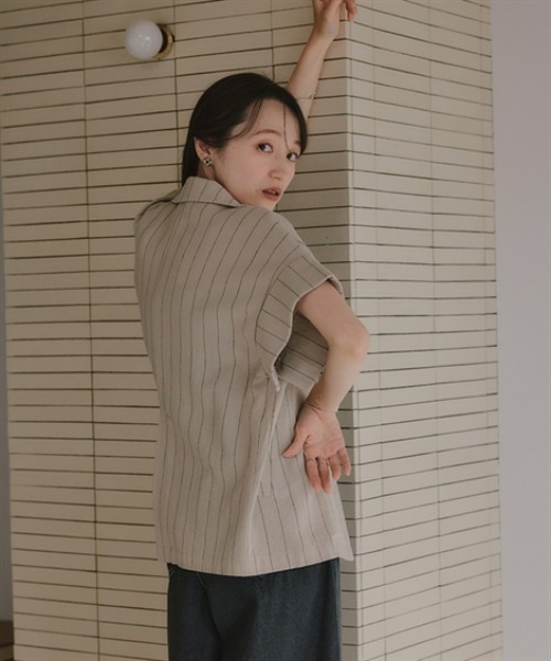 Petitjo(プッチージョ)の「小さいサイズ クレープジャガードハーフスリーブジャケット 低身長さん・小柄女性(テーラードジャケット・レディース・ブラック系・PM/PS)」の5枚目の写真