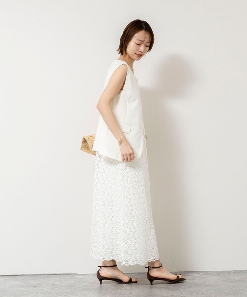 NOLLEY’S Sophi（ノーリーズソフィ）の「ウォッシャブルクロッシェレースキャミワンピース（ワンピース・レディース・ホワイト/ダークブラウン・38）」の12枚目の写真