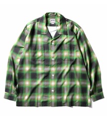 【7色展開】HOUSTON ヒューストン OMBRE CHECK L/S SHIRT オンブレ チェックシャツ 長袖シャツ オープンカラーシャツ