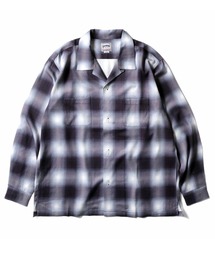 【7色展開】HOUSTON ヒューストン OMBRE CHECK L/S SHIRT オンブレ チェックシャツ 長袖シャツ オープンカラーシャツ