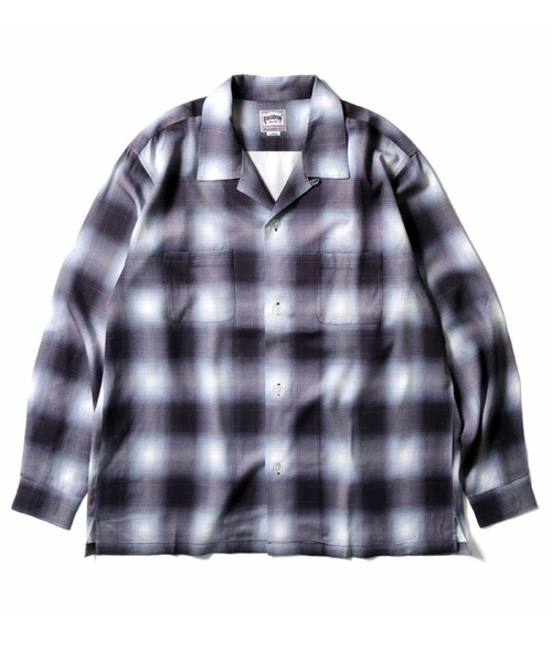 HOUSTON(ヒューストン)の「【7色展開】HOUSTON ヒューストン OMBRE CHECK L/S SHIRT オンブレ チェックシャツ 長袖シャツ オープンカラーシャツ(シャツ/ブラウス・メンズ・ブラック/ブルー/オレンジ/パープル/レッド/グリーン/ブラウン・XL/L/M)」の9枚目の写真
