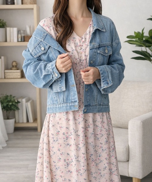 Amulet(アミュレット)の「上品でさわやかな小花柄 小花柄シャーリングロングワンピース(ワンピース・レディース・ブルー/イエロー/ピンク・L/M/S)」の13枚目の写真