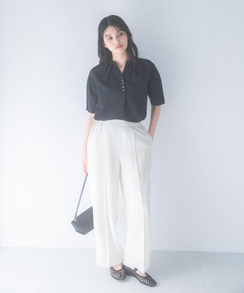 URBAN RESEARCH ROSSO WOMEN（アーバンリサーチ　ロッソ）の「『UR TECH DRYLUXE』 デザインスリーブブラウス（シャツ/ブラウス・レディース・ブルー系その他/モカ/ネイビー・FREE）」の14枚目の写真