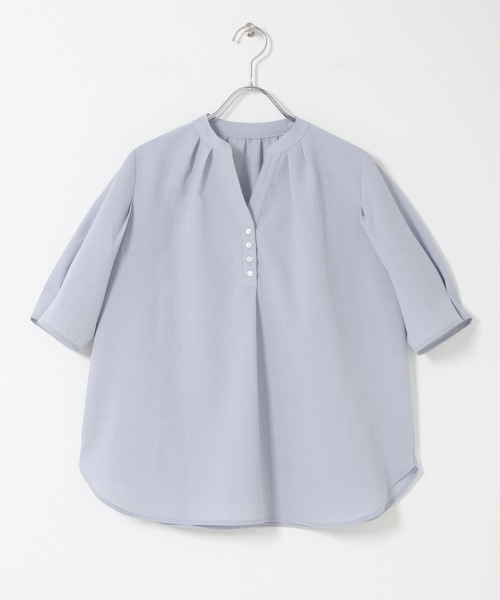 URBAN RESEARCH ROSSO WOMEN（アーバンリサーチ　ロッソ）の「『UR TECH DRYLUXE』 デザインスリーブブラウス（シャツ/ブラウス・レディース・ブルー系その他/モカ/ネイビー・FREE）」の18枚目の写真