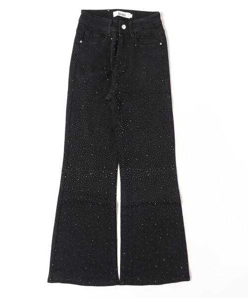 .KOM(ドットコム)の「A'GEM/9 × .kom 『.KOM/ドットケーオーエム』ラインストーンフレアデニム(デニムパンツ・レディース・ブラック/ブルー・S/M)」の10枚目の写真