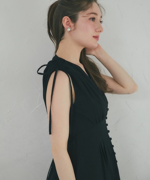 tocco closet（トッコ　クローゼット）の「コットンレーススカラップ刺繍ドロストリボンワンピース（ワンピース・レディース・ブラック/ラベンダー/オフホワイト・M）」の19枚目の写真