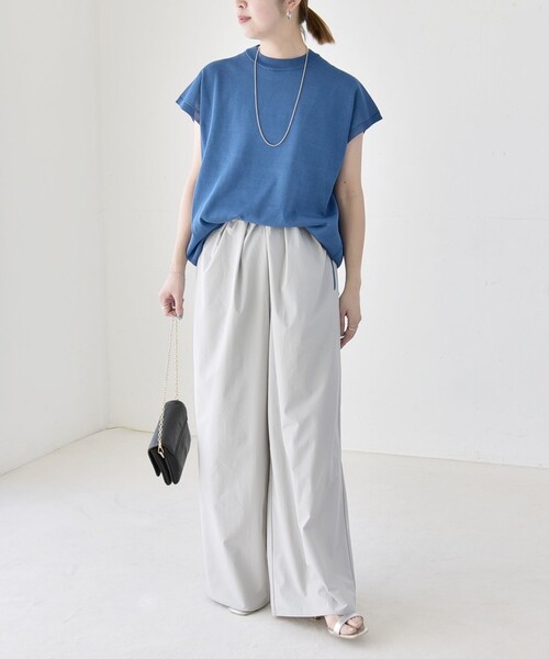 quaranciel(カランシエル)の「quaranciel:〈接触冷感/UVカット/撥水加工〉ラッシュガード ギャザー ワイド イージー パンツ(その他パンツ・レディース・カーキ/ライトグレー・ONE SIZE)」の3枚目の写真
