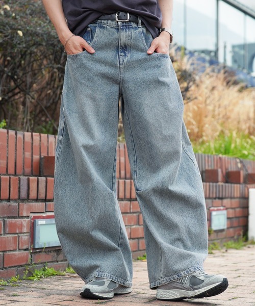 jiggys shop(ジギーズショップ)の「コクーンシルエット バレルレッグデニムパンツ(デニムパンツ・メンズ・インディゴブルー/ブラック・MEDIUM/LARGE/X-LARGE)」の2枚目の写真