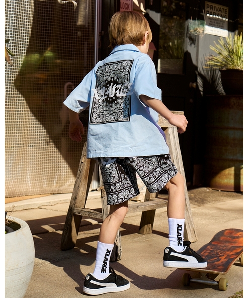XLARGE KIDS(エクストララージキッズ)の「バンダナ総柄 パナマ織ショートパンツ(その他パンツ・キッズ・オフホワイト/ブラック・100cm/110cm/130cm/140cm/120cm/90cm)」の4枚目の写真