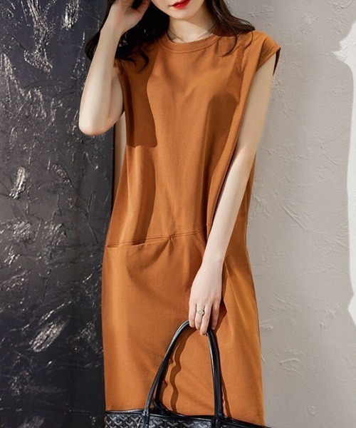 mielu（ミエル）の「フロントポケットストレートワンピース（ワンピース・レディース・ブラック/ブラウン・LARGE/MEDIUM）」の8枚目の写真
