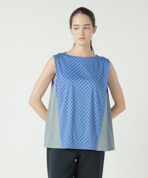 ZUCCa(ズッカ)の「DOT DOCKING JERSEY / タンクトップ / P(タンクトップ・レディース・ブラック/ブルー・M size)」の2枚目の写真