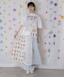 162603：花刺繍×コットンレース×シアー 異素材キャミワンピース