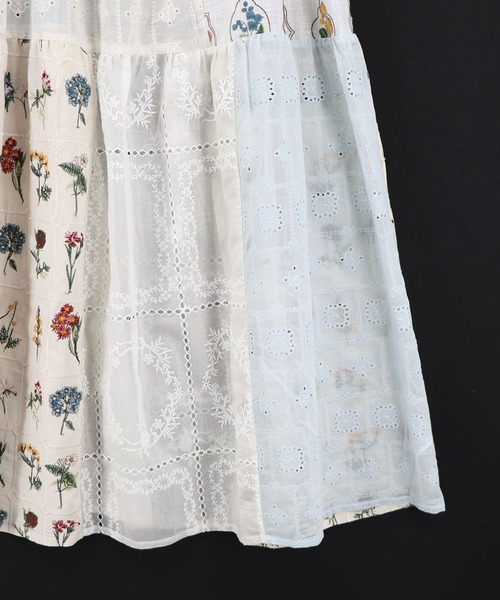 ScoLar（スカラー）の「162603：花刺繍×コットンレース×シアー 異素材キャミワンピース（ワンピース・レディース・ブラック/オフホワイト・M）」の16枚目の写真