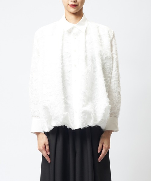 gomme(ゴム)の「フラワーリフトシャツ(シャツ/ブラウス・レディース・ブラック/アイボリー・MEDIUM)」の20枚目の写真