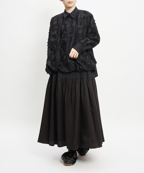 gomme(ゴム)の「フラワーリフトシャツ(シャツ/ブラウス・レディース・ブラック/アイボリー・MEDIUM)」の18枚目の写真