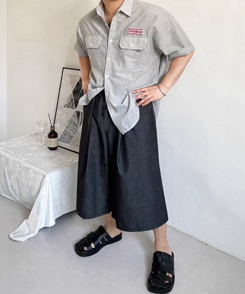 NOWLE(ノウル)の「【NOWLE】バギーシルエット ワイド クロップド イージー デニムパンツ(デニムパンツ・メンズ・ダークグレー・LARGE/X-LARGE/MEDIUM)」の7枚目の写真