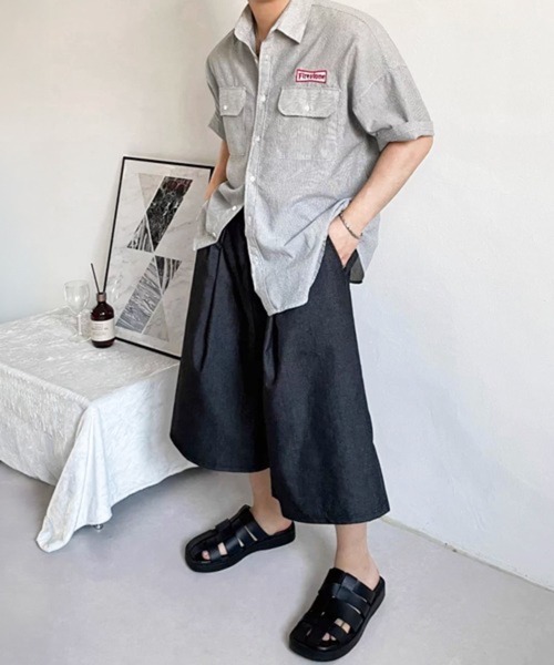 NOWLE(ノウル)の「【NOWLE】バギーシルエット ワイド クロップド イージー デニムパンツ(デニムパンツ・メンズ・ダークグレー・LARGE/X-LARGE/MEDIUM)」の8枚目の写真