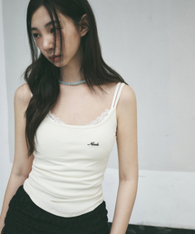 RIBBED LOGO CAMI TOP_CREAM