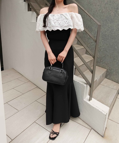 SOELA(ソエラ)の「【INGNI SOELA】コットンレースオフショルニットトップス/WEB限定(ニット/セーター・レディース・ブラック/アイボリー・FREE)」の9枚目の写真