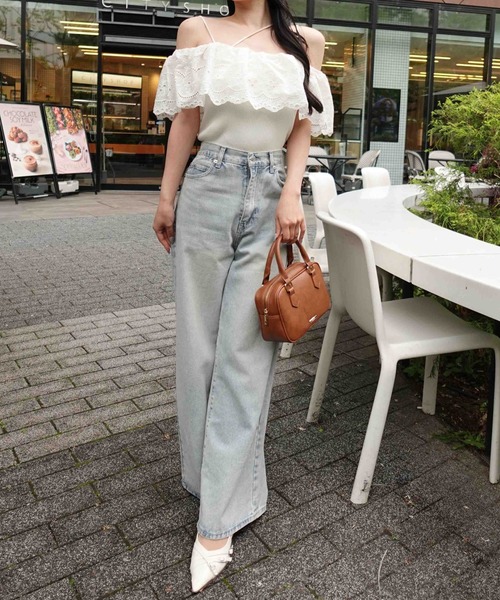 SOELA(ソエラ)の「【INGNI SOELA】コットンレースオフショルニットトップス/WEB限定(ニット/セーター・レディース・ブラック/アイボリー・FREE)」の6枚目の写真