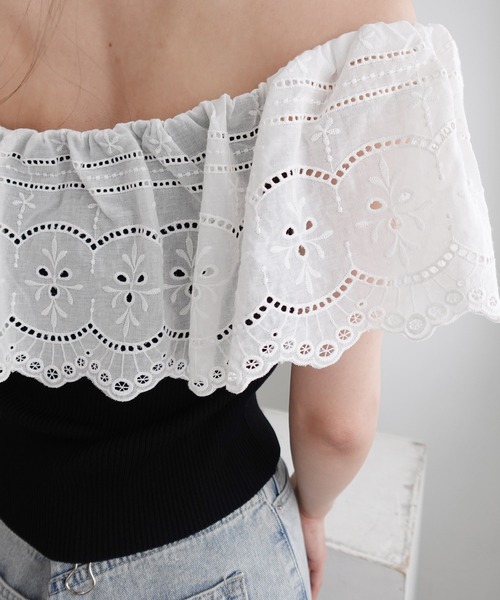 SOELA(ソエラ)の「【INGNI SOELA】コットンレースオフショルニットトップス/WEB限定(ニット/セーター・レディース・ブラック/アイボリー・FREE)」の17枚目の写真