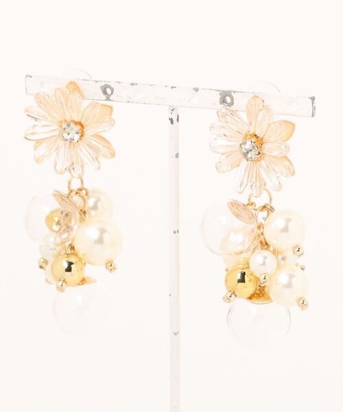 tone(トーン)の「【charme by pimo 】マーガレット ガラスドーム サージカルステンレスピアス(MA)(ピアス(両耳用)・レディース・ブラウン/クリア/ブラック・FREE)」の3枚目の写真