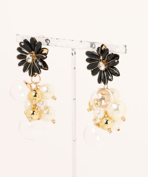tone(トーン)の「【charme by pimo 】マーガレット ガラスドーム サージカルステンレスピアス(MA)(ピアス(両耳用)・レディース・ブラウン/クリア/ブラック・FREE)」の1枚目の写真