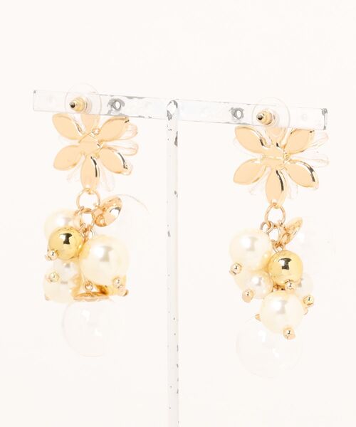 tone(トーン)の「【charme by pimo 】マーガレット ガラスドーム サージカルステンレスピアス(MA)(ピアス(両耳用)・レディース・ブラウン/クリア/ブラック・FREE)」の4枚目の写真