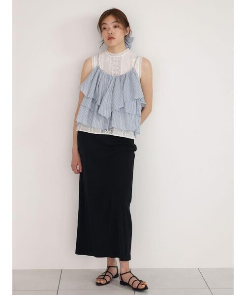 FIKA.（フィーカ）の「Lace pleated cotton blouse（シャツ/ブラウス・レディース・ブラック/オフホワイト・MEDIUM）」の8枚目の写真
