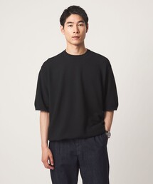 green label relaxing | ガーター ドローコード 半袖 クルーネック ニット -ウォッシャブル・UVカット・遮熱-(Tシャツ/カットソー)