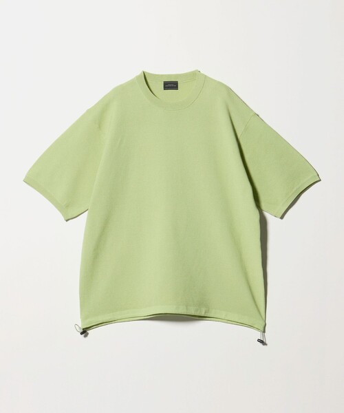 green label relaxing(グリーンレーベルリラクシング)の「ガーター ドローコード 半袖 クルーネック ニット -ウォッシャブル・UVカット・遮熱-(Tシャツ/カットソー・メンズ・ブラック/ライトグレー/ライム・M/XL/L/S)」の15枚目の写真