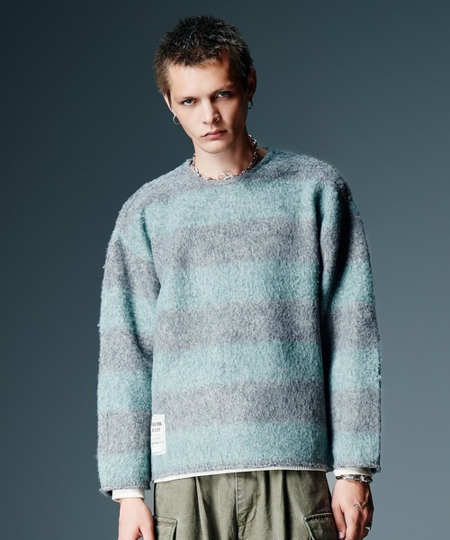 glamb(グラム)の「Fuzzy Pullover Knit / ファジープルオーバーニット(ニット/セーター・メンズ・ブルー/ブラウン・S/M/L)」の1枚目の写真