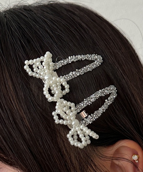 kutir(クティール)の「kutirlune/ラメヘアクリップ(バレッタ/ヘアクリップ・レディース・シルバー/トップグレー/ライトグレー・FREE)」の7枚目の写真