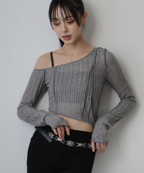 Ulysses(ユリシス)の「アシメラインシアーカットソー(Tシャツ/カットソー・レディース・グレー/ホワイト/ブラック・S/M)」の3枚目の写真