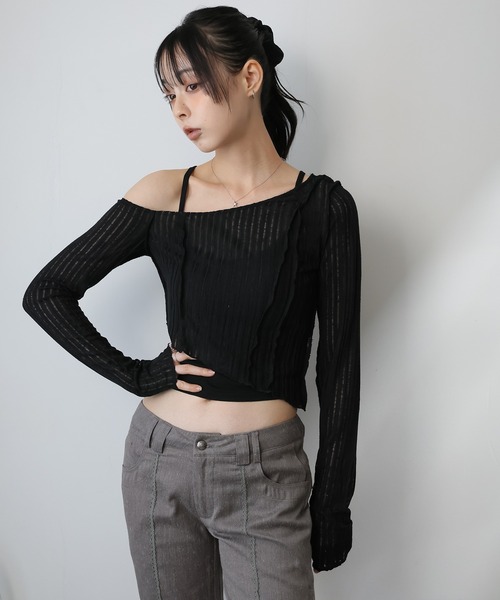 Ulysses(ユリシス)の「アシメラインシアーカットソー(Tシャツ/カットソー・レディース・グレー/ホワイト/ブラック・S/M)」の5枚目の写真