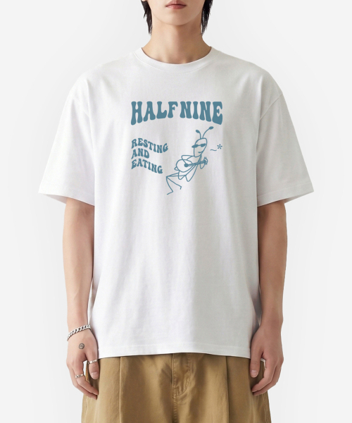 HALFNINE(ハーフナイン)の「レスティング&デイティングドローイング半袖Tシャツ I05BRD_HBX11331(Tシャツ/カットソー・メンズ・ホワイト/ブラック・SMALL/MEDIUM/LARGE/X-LARGE)」の3枚目の写真