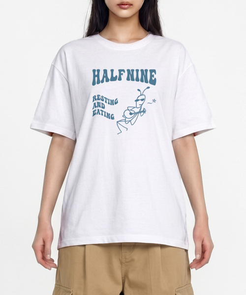 HALFNINE(ハーフナイン)の「レスティング&デイティングドローイング半袖Tシャツ I05BRD_HBX11331(Tシャツ/カットソー・メンズ・ホワイト/ブラック・SMALL/MEDIUM/LARGE/X-LARGE)」の4枚目の写真