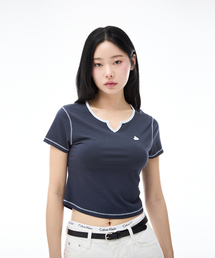 KIRSH | チェリーハイライト配色ポイントTシャツ [ダークネイビー](Tシャツ/カットソー)