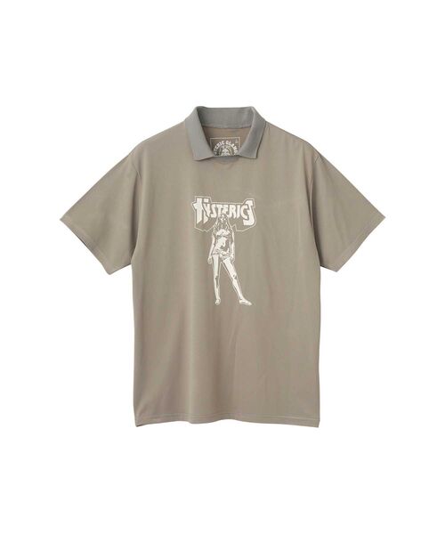 HYSTERIC GLAMOUR(ヒステリックグラマー)の「BAD ASS MAMA ポロ衿付きファンクショナルTシャツ(ポロシャツ・メンズ・グレー/ブラック/カーキ・X-LARGE/LARGE/MEDIUM/SMALL)」の3枚目の写真