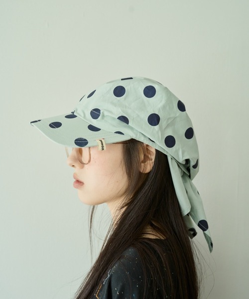 common gull products.(コモンガルプロダクツ)の「ひと夏の予感なバンダナキャップ(キャップ・レディース・ミント/ブルー系・フリー)」の2枚目の写真