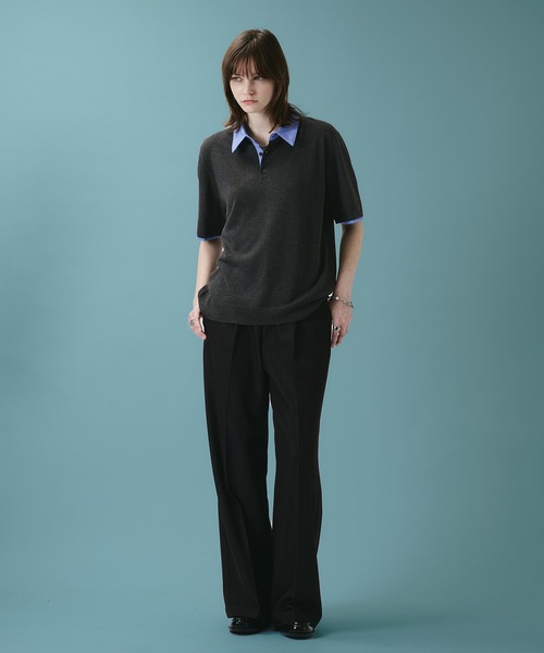 SELLE GLANT（セレグランテ）の「LAYERED KNIT POLO SHIRT / レイヤードライクニットポロシャツ（ポロシャツ・メンズ・ダークブラウン/ブラック・LARGE/MEDIUM/SMALL）」の5枚目の写真