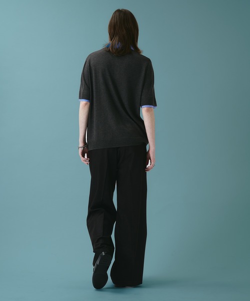 SELLE GLANT（セレグランテ）の「LAYERED KNIT POLO SHIRT / レイヤードライクニットポロシャツ（ポロシャツ・メンズ・ダークブラウン/ブラック・LARGE/MEDIUM/SMALL）」の8枚目の写真