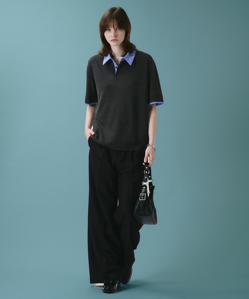 SELLE GLANT（セレグランテ）の「LAYERED KNIT POLO SHIRT / レイヤードライクニットポロシャツ（ポロシャツ・メンズ・ダークブラウン/ブラック・LARGE/MEDIUM/SMALL）」の11枚目の写真
