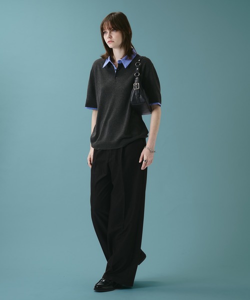 SELLE GLANT（セレグランテ）の「LAYERED KNIT POLO SHIRT / レイヤードライクニットポロシャツ（ポロシャツ・メンズ・ダークブラウン/ブラック・LARGE/MEDIUM/SMALL）」の12枚目の写真