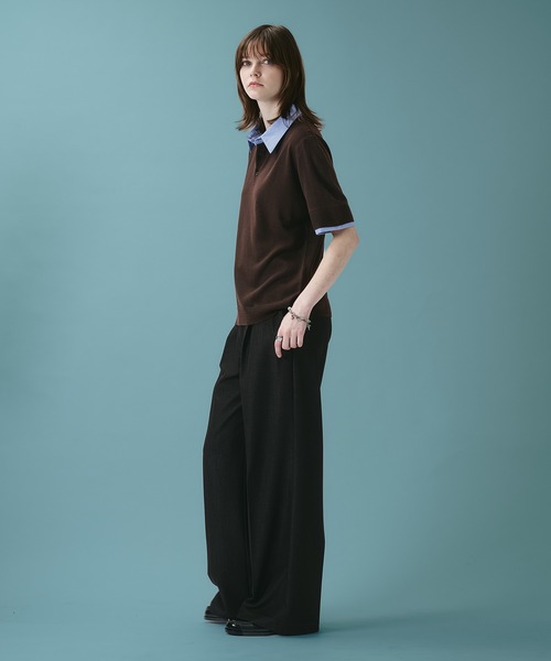 SELLE GLANT（セレグランテ）の「LAYERED KNIT POLO SHIRT / レイヤードライクニットポロシャツ（ポロシャツ・メンズ・ダークブラウン/ブラック・LARGE/MEDIUM/SMALL）」の20枚目の写真