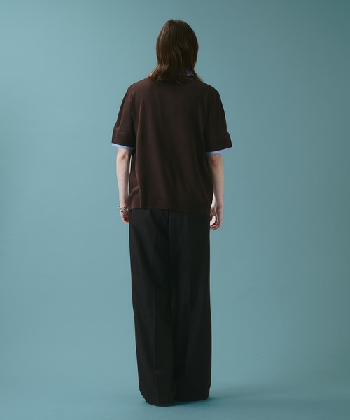 SELLE GLANT（セレグランテ）の「LAYERED KNIT POLO SHIRT / レイヤードライクニットポロシャツ（ポロシャツ・メンズ・ダークブラウン/ブラック・LARGE/MEDIUM/SMALL）」の21枚目の写真