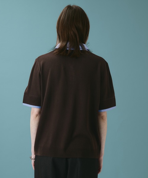 SELLE GLANT（セレグランテ）の「LAYERED KNIT POLO SHIRT / レイヤードライクニットポロシャツ（ポロシャツ・メンズ・ダークブラウン/ブラック・LARGE/MEDIUM/SMALL）」の16枚目の写真
