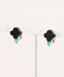 September/クローバー オニキス+ターコイズearring
