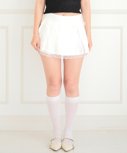 ALLuRing ChaRm(アリュリングチャーム)の「Ribbon Lace Pleated Mini Skirt / リボンレースプリーツミニスカート(スカート・レディース・ホワイト/グレー・S/M)」の16枚目の写真