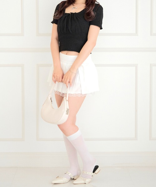 ALLuRing ChaRm(アリュリングチャーム)の「Ribbon Lace Pleated Mini Skirt / リボンレースプリーツミニスカート(スカート・レディース・ホワイト/グレー・S/M)」の21枚目の写真